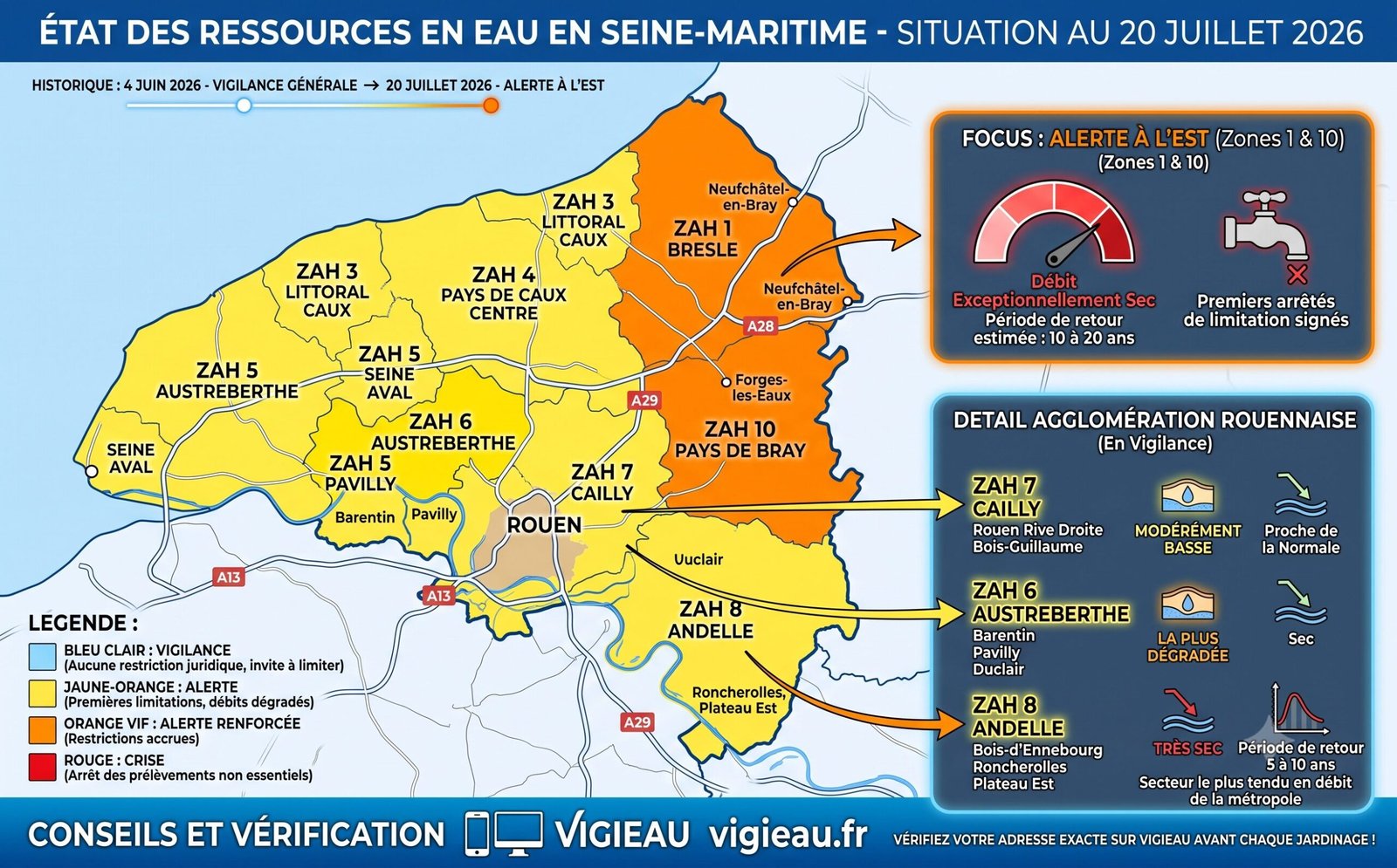 Secheresse en Normandie Carte